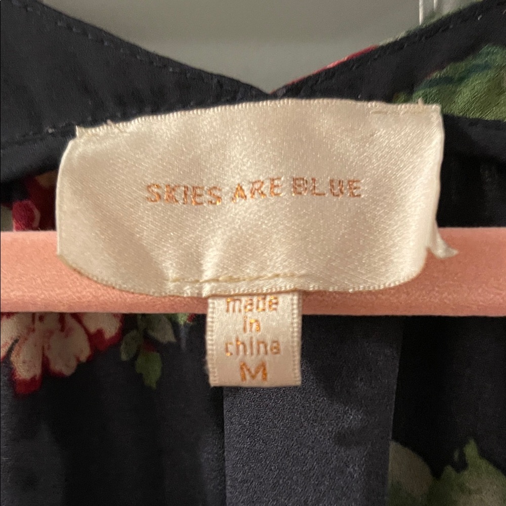 Skies Are Blue Black Floral Blouse - Picture 2 of 6